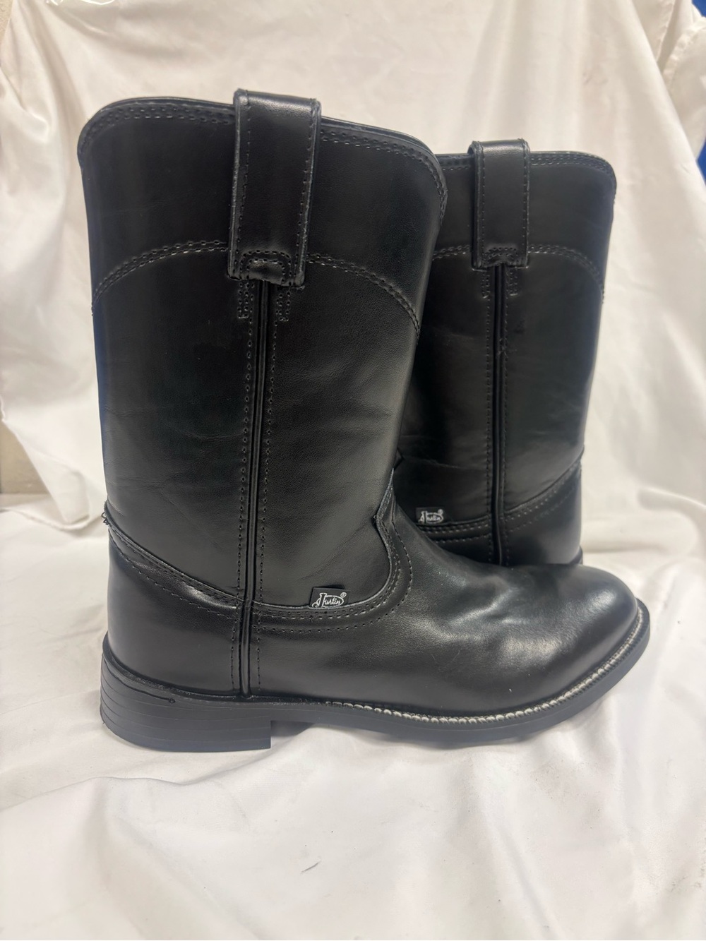 Justin Boots Black Leather Western Work Boots | Size 8.5 D